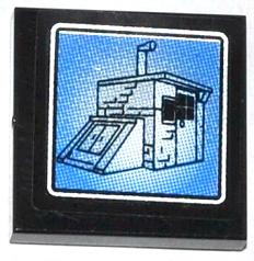 LEGO 3068pb0845 - Tegel 2 x 2 met schuur met kelder op Surveillance Screen patroon (Sticker) - Set 60044