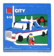 LEGO 3068pb0858 - Tile 2 x 2 with Lego Tow Truck, 'CITY' and '5-12' Pattern (Sticker) - Set 60050