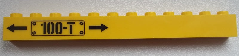LEGO 6112pb013L - Steen 1 x 12 met zwarte pijlen en '100-T' patroon links (sticker) - Set 60052