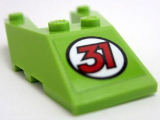 LEGO 6153bpb08 - Wig 6 x 4 met uitsnijding en stud gleuven met rood nummer 31 patroon (sticker) - Set 60114