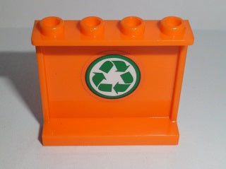 LEGO 60581pb058 - Paneel 1 x 4 x 3 met zijsteunen - Holle studs met groene recyclingpijlen patroon aan binnenkant (sticker) - Set 60118
