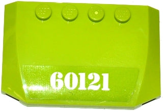 LEGO 52031pb108 - Wig 4 x 6 x 2/3 Drievoudig gebogen met wit '60121' patroon (Sticker) - Set 60121