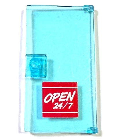 LEGO 60616pb074 - Deur 1 x 4 x 6 met Stud Handvat en 'OPEN 24/7' Bord op Rode Achtergrond Patroon (Sticker) - Set 60132