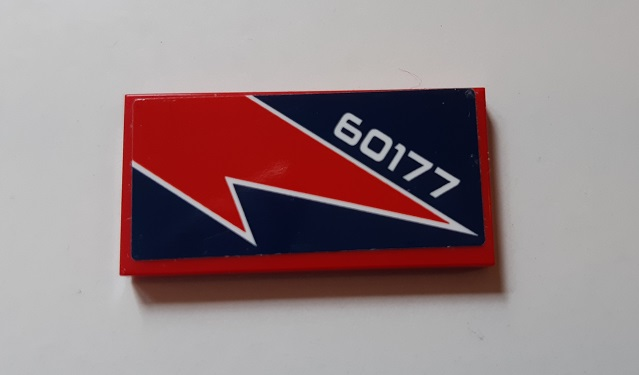 LEGO 87079pb0739 - Tegel 2 x 4 met Rode Bliksem en '60177' Patroon (Sticker) - Set 60177