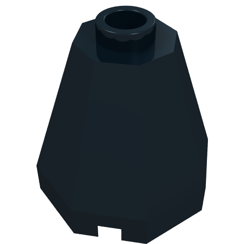 Dark blue LEGO 6039 octagonal cone 2x2x1 2/3 piece with a single stud on top.