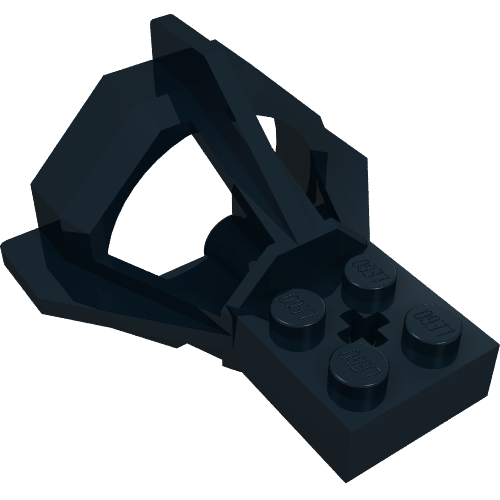 Dark bluish gray LEGO Propeller Housing part 6040, featuring a complex, angular design with four studs and a central axle hole.