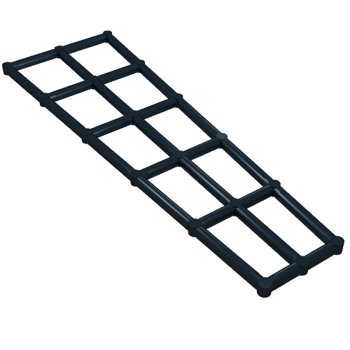 Dark grey LEGO Boat Mast Rigging Short 16x5 piece, a rectangular grid with 8 open squares.