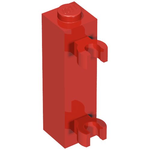 LEGO 60583a - Aangepaste steen 1 x 1 x 3 met 2 clips (Vertical Grip) - Solid Stud