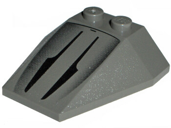 LEGO 6069px3 - Wig 4 x 4 Drievoudig zonder stud inkepingen met SW Zwarte Uitlopende Lijnen Patroon