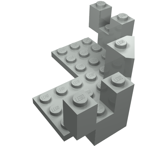 Grey LEGO 6072 Castle Turret Top 7x7 Corner piece with studs and built-up blocks forming a corner.