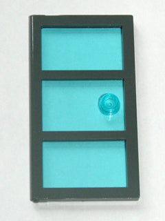 LEGO 60797pb01 - Deur 1 x 4 x 6 met 3 ruiten van gegoten transparant lichtblauw glas met stud handvat patroon