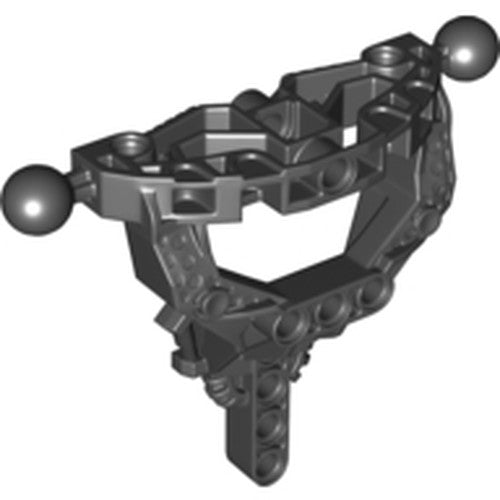 Gray LEGO Bionicle Makuta torso with two ball joints, part 60918, showing a complex, angular structure.