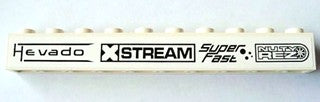 LEGO 6111pb021 - Steen 1 x 10 met zwart 'Hevado', 'XSTREAM', 'Super Fast' en 'NUTY REZ' patroon (Sticker) - Set 8154