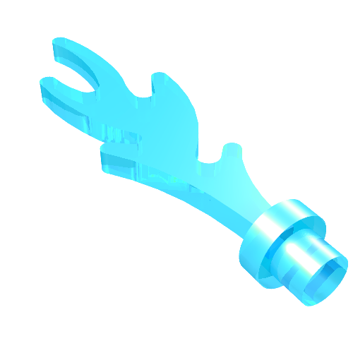 Translucent light blue LEGO 6126b Wave Rounded Straight with Bar End piece, also known as Castle Dragon Flame, Seaweed, or Water.
