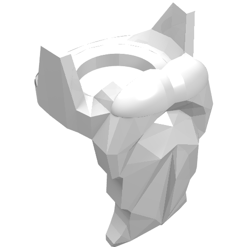 White LEGO Minifigure Beard (part 6132) with a faceted, sculpted design and a flat connector on top.