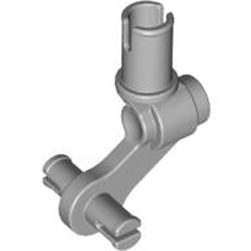 Grey LEGO Technic Pin with Dual Wheels Holder 61483, an angled connector for wheels and axles.