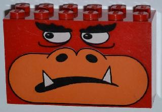 LEGO 6213pb02 - Steen 2 x 6 x 3 met Monster Gezicht Patroon