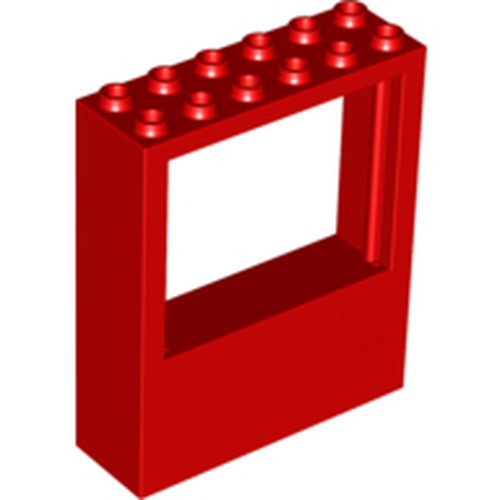 Red LEGO Window 2 x 6 x 6 FreeStyle brick, viewed from an angle. The top has 12 studs.