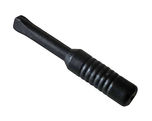 Black LEGO minifigure screwdriver with a narrow flat head and a 6-ribbed handle.