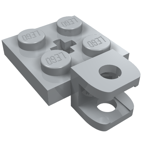 LEGO 63082 - Aangepaste plaat 2 x 2 met Tow Ball Socket, kort, afgeplat met gaten en Axle Hole in het midden