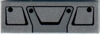 Grey LEGO 1x3 tile with black truck grille frame pattern, featuring a central trapezoidal grille and two circular elements.