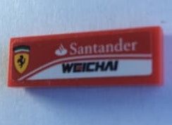 LEGO 63864pb136R - Tegel 1 x 3 met 'Santander', 'WEICHAI' en Ferrari Logo Patroon Model Rechterkant (Sticker) - Set 75879