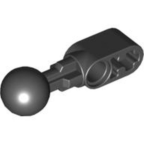 Black LEGO Technic, Liftarm, Modified Ball Joint Straight 1 x 2 with 1 Hole in Ball, part 64276.
