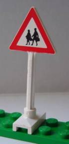 LEGO 649pb04 - Road Sign Triangle with Pedestrian Crossing 2 People Pattern