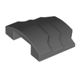 Dark gray LEGO 66955 Wedge 4 x 3 Stepped No Studs piece, smooth on top, presented from an isometric view.