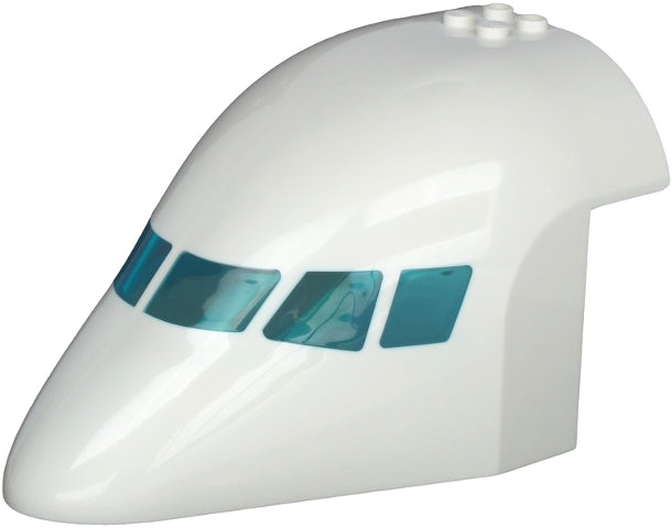 LEGO 67241pb01 - Aircraft Fuselage Forward Top Curved 8 x 12 x 6 with 6 Window Panes with Molded Trans-Light Blue Glass Pattern