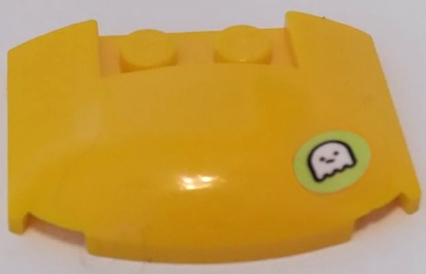 LEGO 93604pb19 - Wedge 3 x 4 x 2/3 Triple Curved with Black and White Ghost in Yellowish Green Circle Pattern (Sticker) - Set 70428