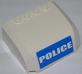 LEGO 61484pb005 - Voorruit 5 x 6 x 2 Gebogen Bovenzijde met 4 Studs en 'POLICE' op Blauwe Achtergrond Patroon (Sticker) - Set 7288