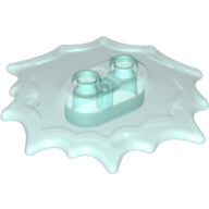 Translucent light blue LEGO Power Burst element 73304, a wavy 5x5 base with a 2-stud minifigure pedestal.