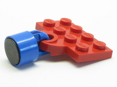 LEGO 737ac04 - Aangepaste plaat 2 x 4 met treinkoppeling open voor magneet met blauwe magneetkoppeling, trein - 7.5mm cilinder (737a / x547a)