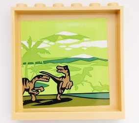 LEGO 59349pb266 - Panel 1 x 6 x 5 with Palm Trees and Raptors / Dinosaurs Pattern on Inside (Sticker) - Set 75930