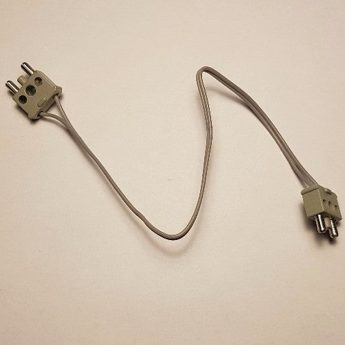 Gray LEGO electric wire, 22cm long, with a light gray 2-way male connector with center post on each end.