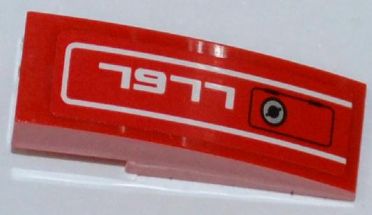 LEGO 50950pb045R - Helling, gebogen 3 x 1 met paneel en '7977' patroon model rechterkant (sticker) - Set 7977