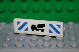 LEGO 30413pb016 - Paneel 1 x 4 x 1 met zwarte cementmixer en blauwe gevaarstrepen patroon (Sticker) - Set 7990