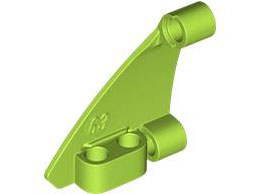 Lime green LEGO Technic, Panel Curved #63, 5 x 4 Tapered Left with pin holes.