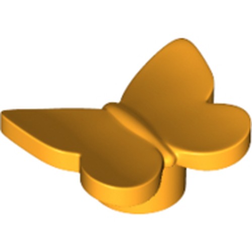 Gold LEGO butterfly piece with stud holder on a white background.