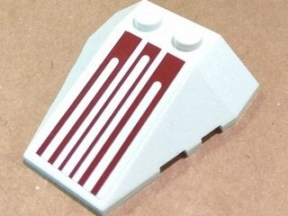 LEGO 48933pb005 - Wig 4 x 4 Triple met Stud Notches met zes donkerrode pinstrepen patroon (Sticker) - Set 8085