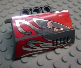 LEGO Technic 61069pb004R panel engine block half, right side, with red & silver flames & oil cap design.