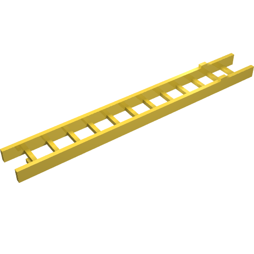 Yellow LEGO 852 ladder top section, 10.4cm, with 12 rungs and 2 stops.