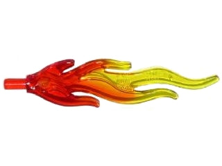 LEGO 85959pb01b - Wave Rounded Straight Large with Bar End (Flame) with Marbled Trans-Yellow Pattern