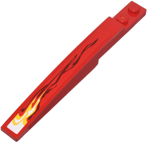 LEGO 85970pb003R - Helling, gebogen 10 x 1 met wit en geel vlammenpatroon model rechts (sticker) - Set 9441