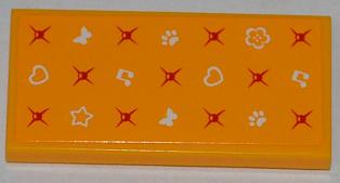 LEGO 87079pb0130 - Tegel 2 x 4 met harten, ster, vlinders, muzieknoten, pootafdrukken, bloem en matrasknoppen patroon (Sticker) - Set 3184