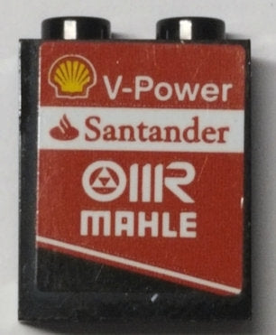 LEGO 87552pb065R - Paneel 1 x 2 x 2 met zijsteunen - Hollow Studs met Shell-logo, 'V-Power', 'Santander' en 'MAHLE' patroon model rechterkant (sticker) - Set 75879