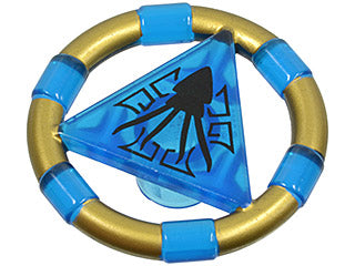 LEGO 87748pb04 - Ring met centrale driehoek met gouden banden en inktvispatroon (Atlantis Schat Sleutel)