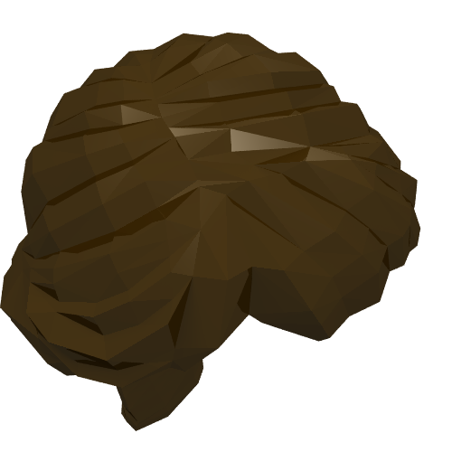 Brown LEGO minifigure hair piece, 88286, styled as a female ponytail with long French braid texture.