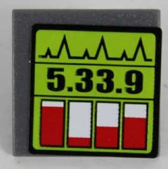 LEGO 30258pb047 - Road Sign 2 x 2 Square with Clip with Black '5.33.9' and Red Level Indicators Pattern (Sticker) - Set 8864